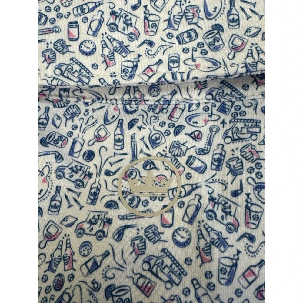 NWT Peter Millar Bar For The Course Cocktail Print Golf Polo Shirt White XL $115 - Picture 7 of 10
